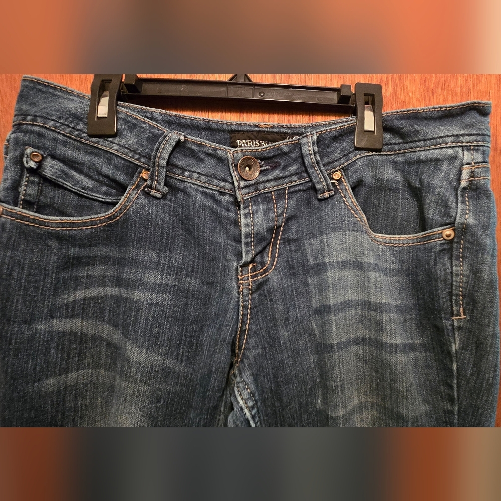 Paris Blues Blue Straight Leg Jeans Natural Distressing Sz9 - Picture 4 of 11